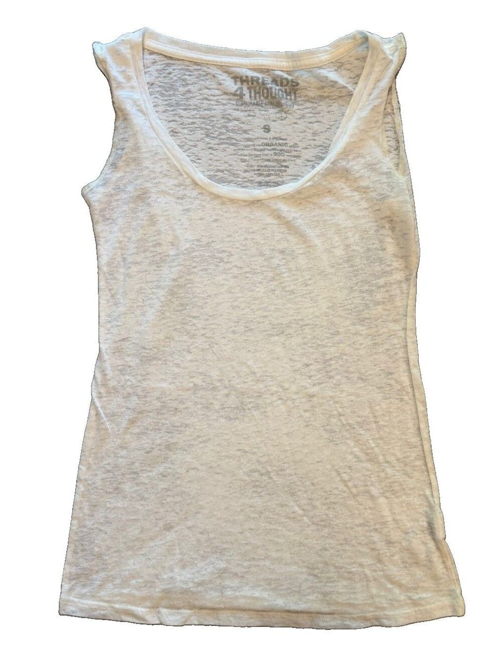 Threads 4 Thought Tank Top Womens S White Burnout Silk Trim Organic Cotton Blend